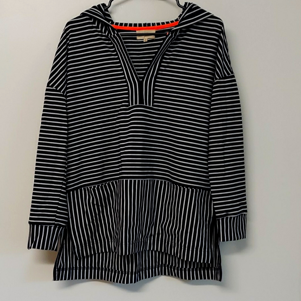 Navy & White Striped Hoodie